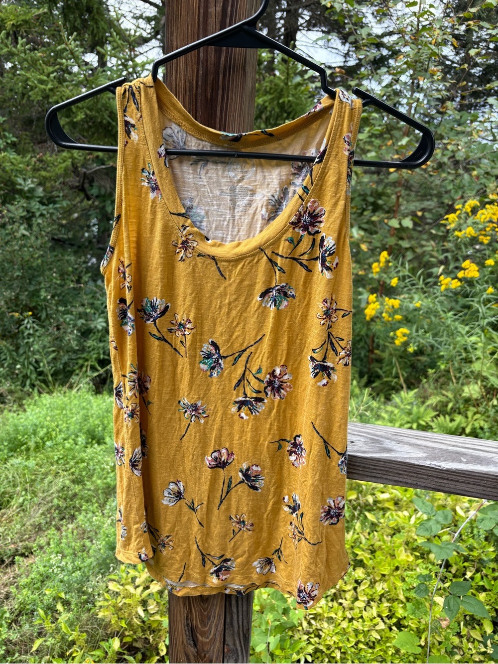 Maurices Mustard Floral Scoop Neck Tank